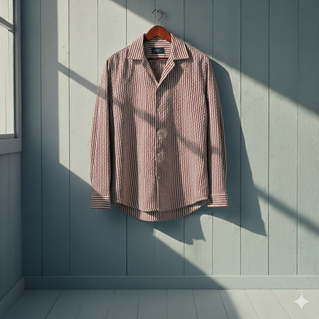 ROSE STRIPE SEERSUCKER SHIRT