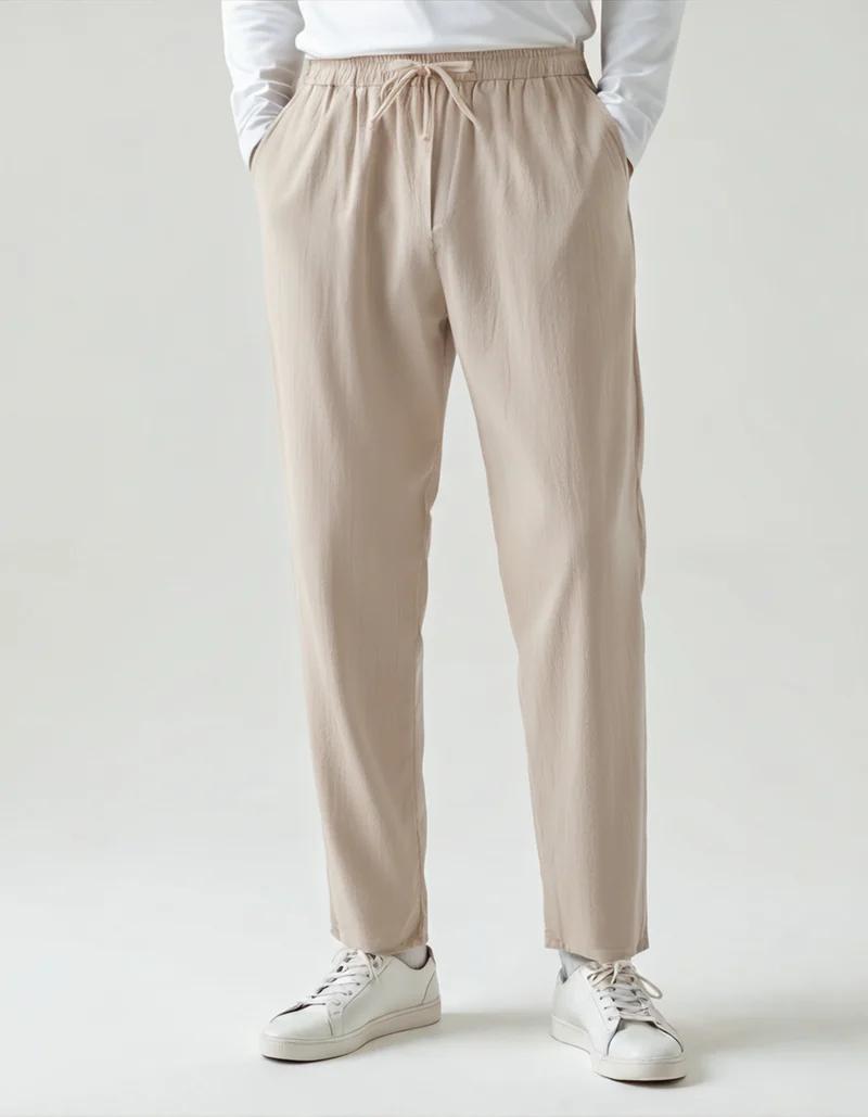 Casual Linen Blend Drawstring Pants