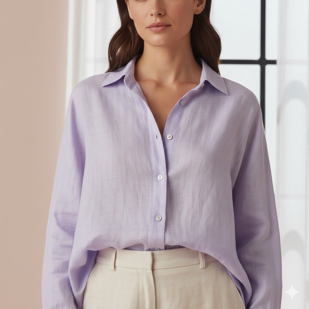 Lavender Linen-Cotton Shirt