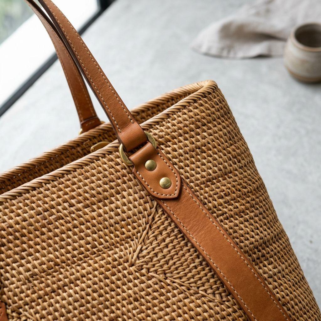 Woven Rattan Tote Bag - Image 3