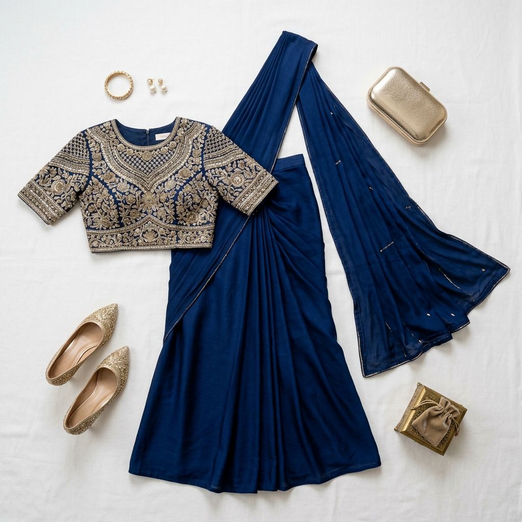 The Midnight Draped Saree Skirt
