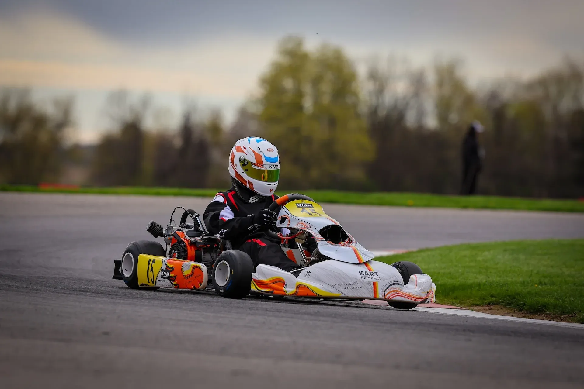 Michael Ovcharenko racing on HRKC track on Kart Republic kart number 15