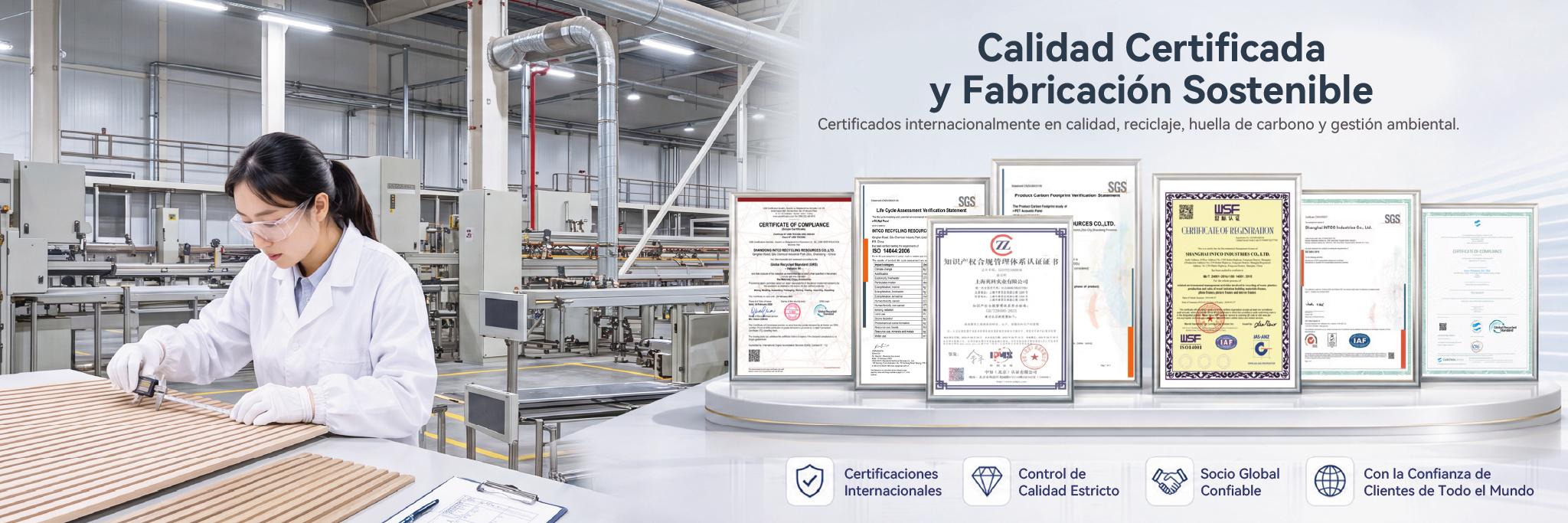 Calidad certificada y fabricación sostenible — certificados internacionalmente en calidad, reciclaje, huella de carbono y gestión ambiental