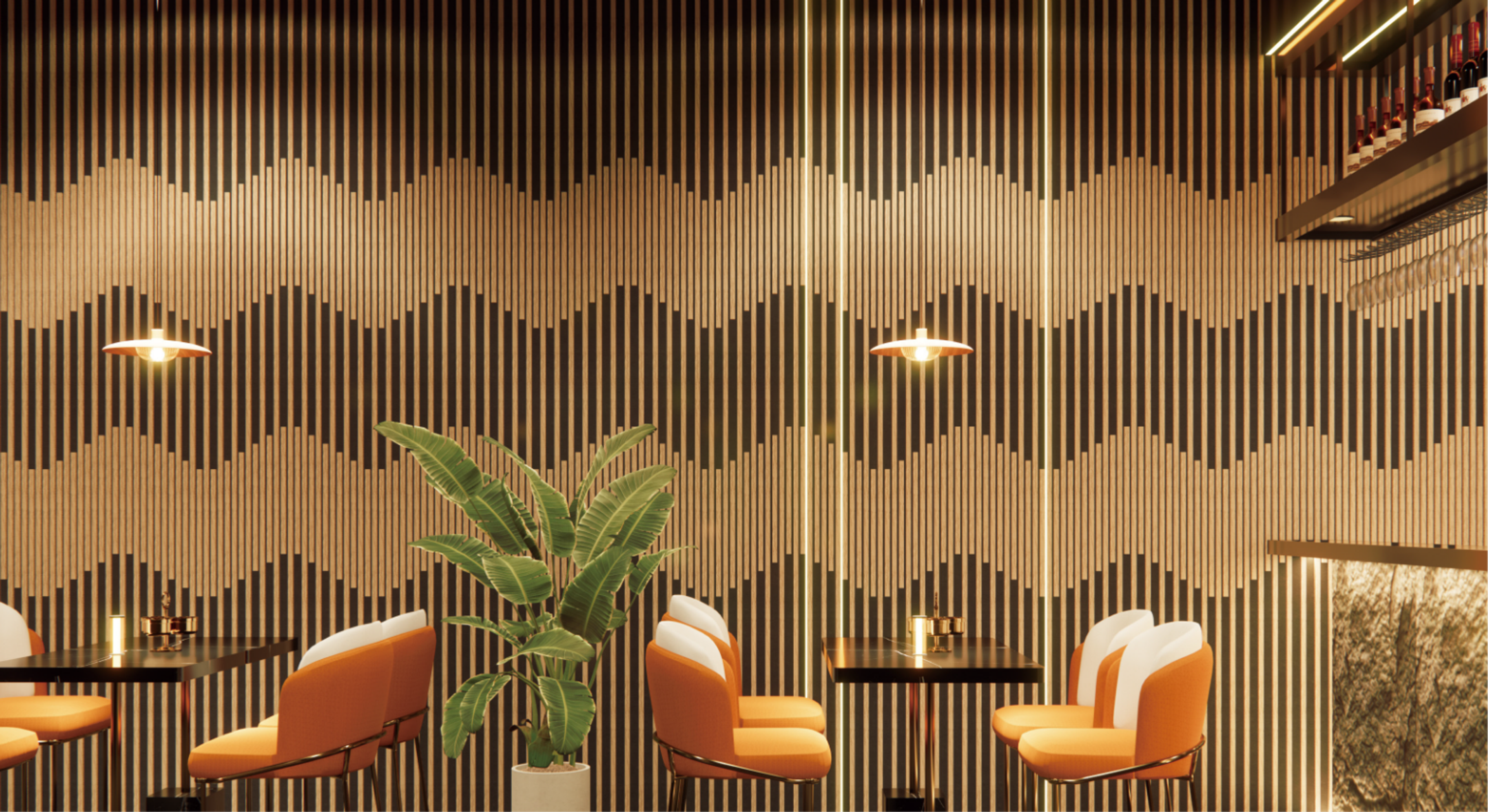 Artist MDF acoustic panels in an interior setting