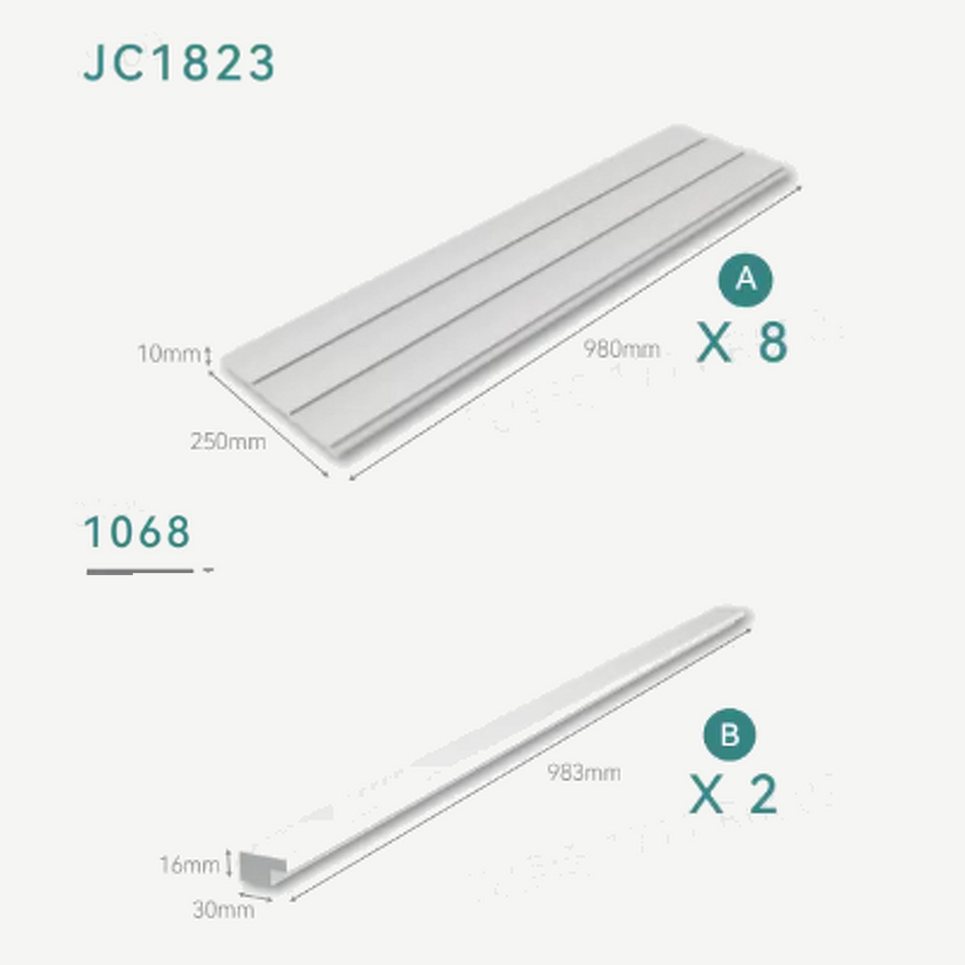 INTCO JC1823-1068 FRENCH WAVE PS Wall Panel Kit, PS (view 2)