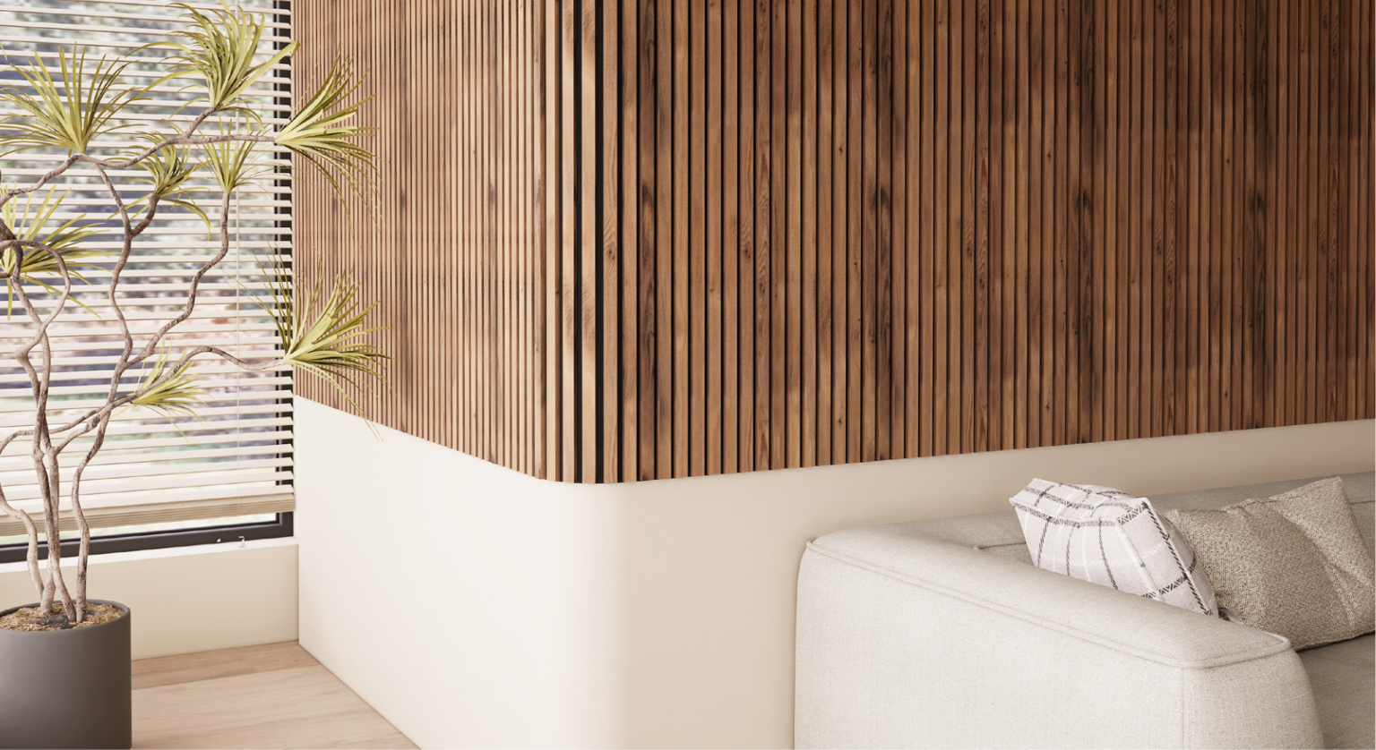 Flexible MDF acoustic panels in an interior setting