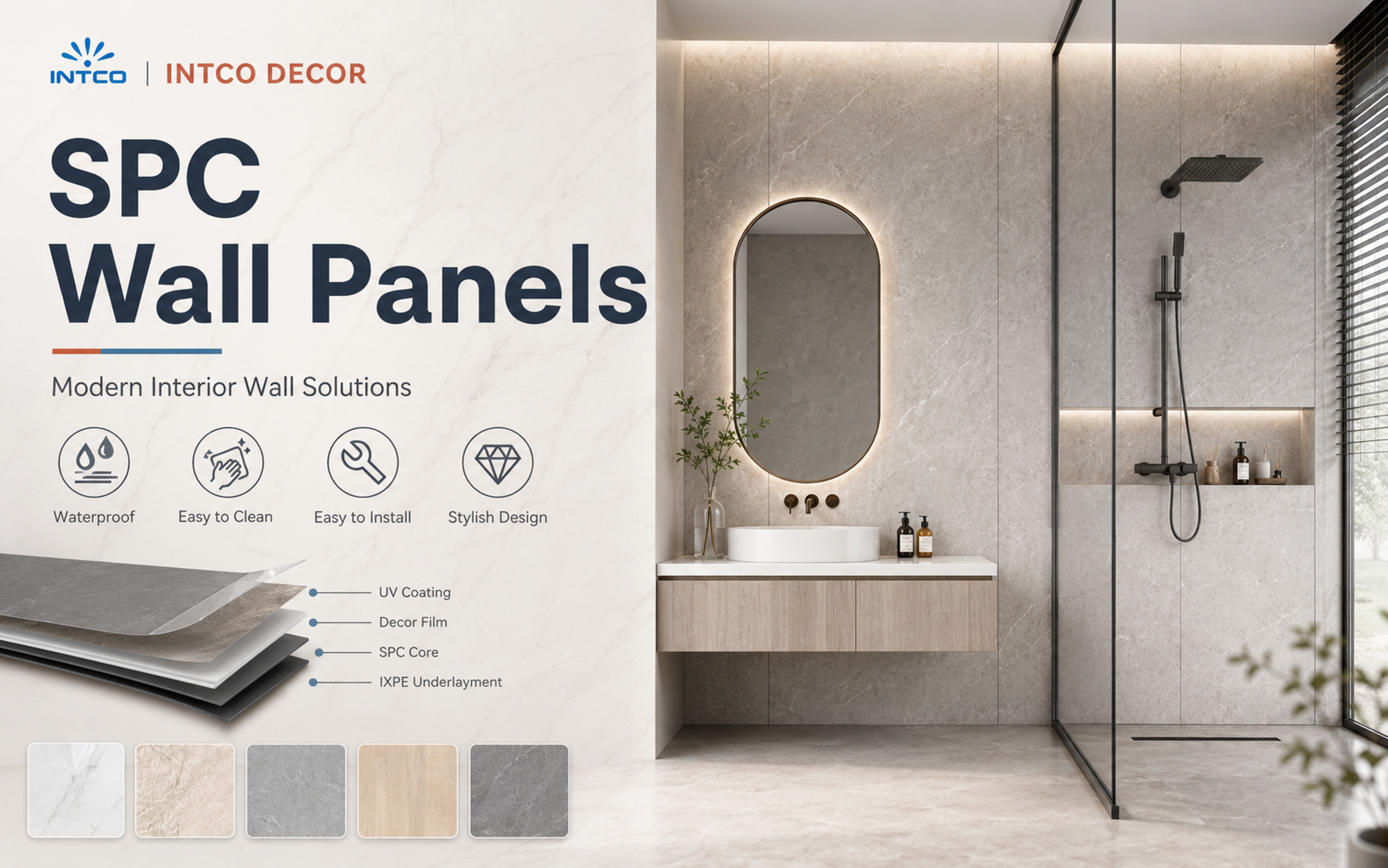 SPC Wall Panel by INTCO – Premium Waterproof Interior Wall System for Global Projects