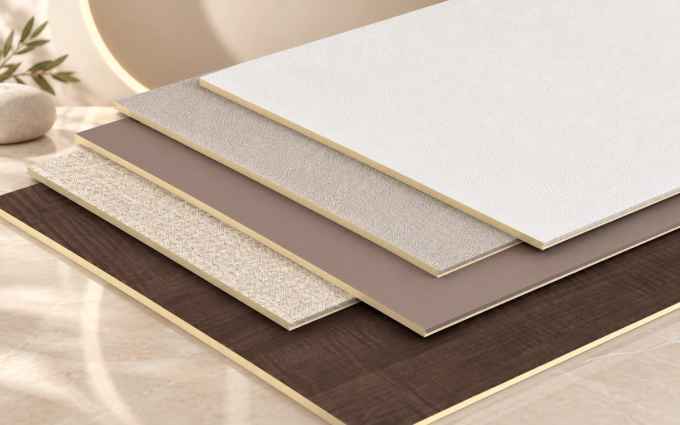 Diferentes acabados de paneles WPC para proyectos de decoración interior.