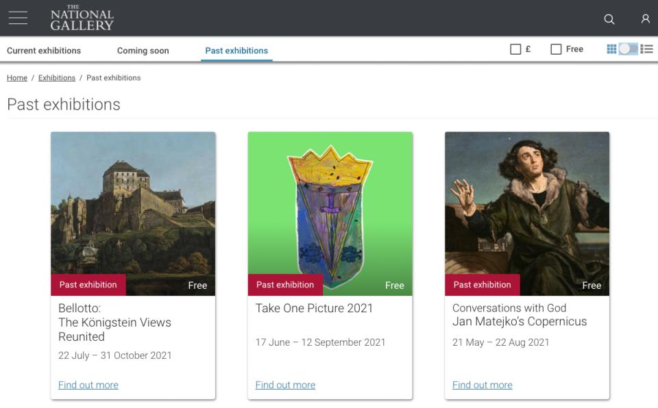  The National Gallery has a page dedicated to past exhibitions so visitors can still find details and information on them. 