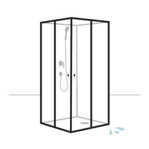 montering av dusjkabinett en tegning av et montert dusjkabinett