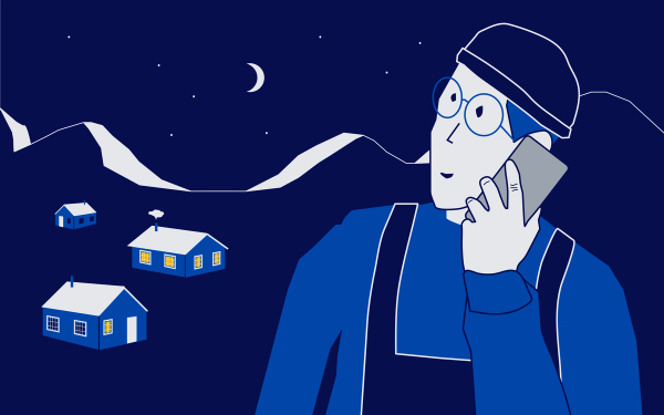 rørlegger 24/7 en illustrasjon av en rørleggervakt som snakker i telefon på natten