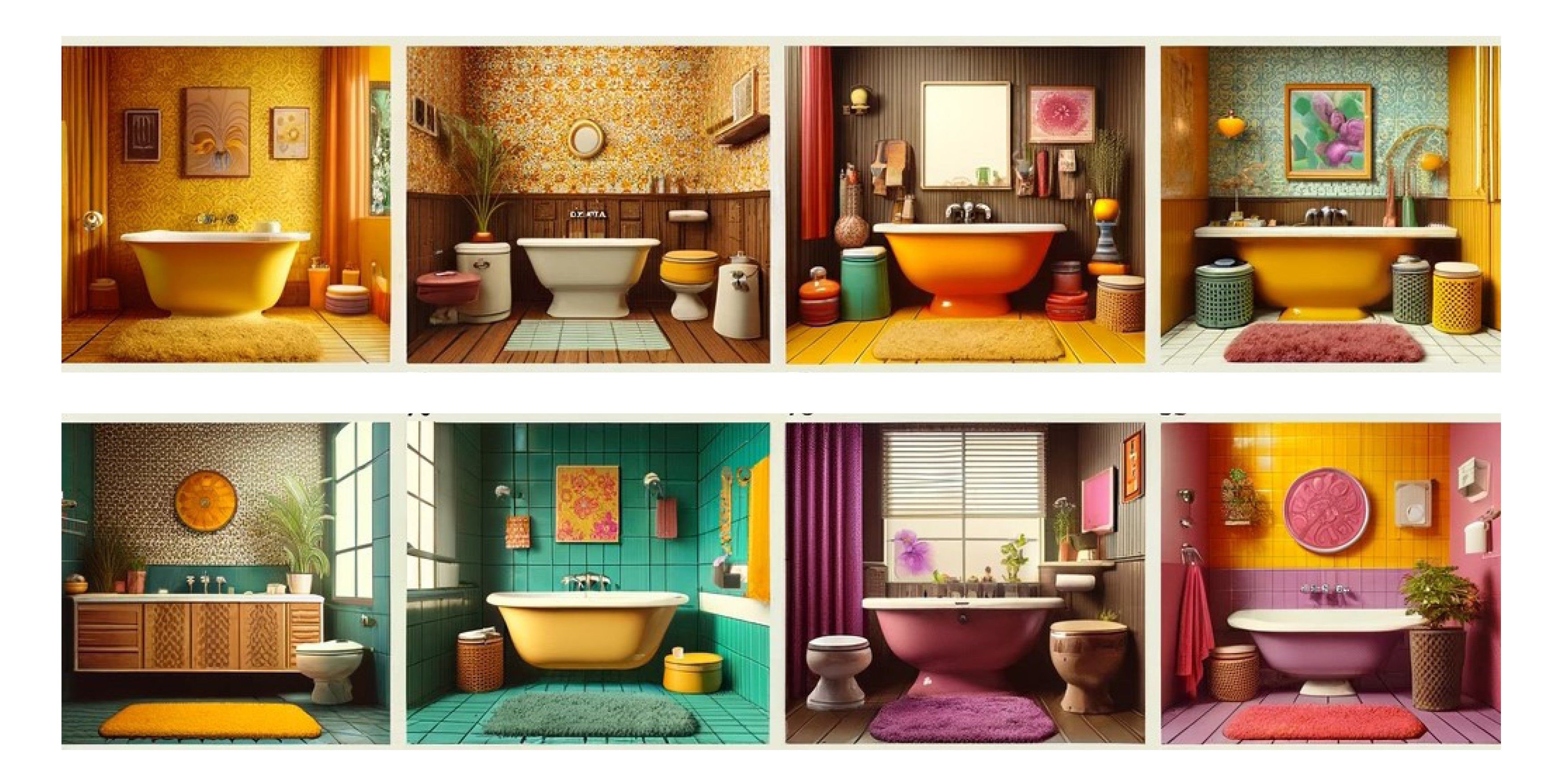 Retro bad Illustrasjon av forskjellige baderomsdesign
