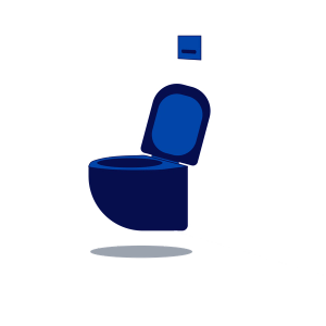 en illustrasjon av et toalett en illustrasjon av et veggmontert toalett