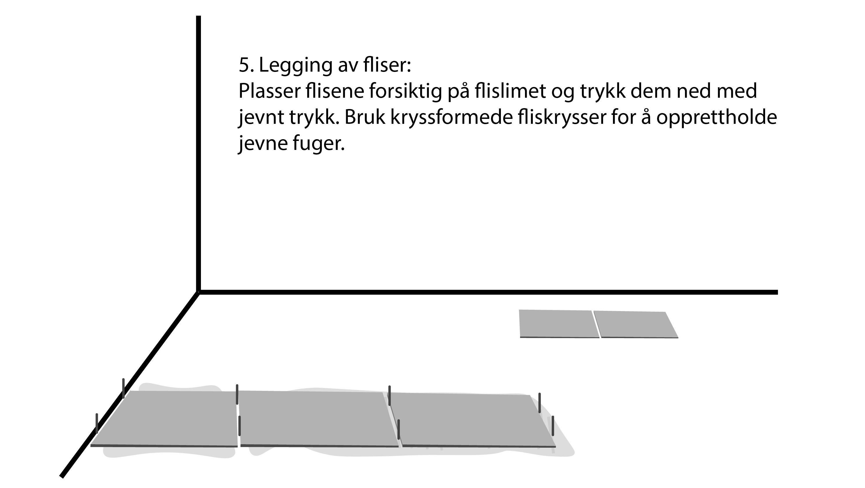 Illustasjon av hvordan man legger fliser, legge fliser