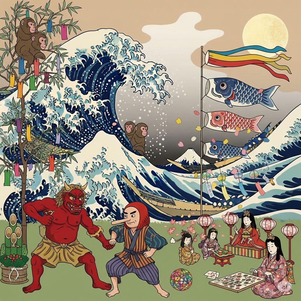 A composition of Japanese Emoji coming to life