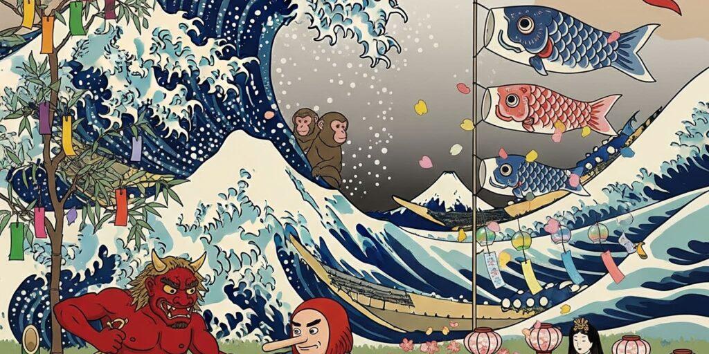 A composition of Japanese Emoji coming to life