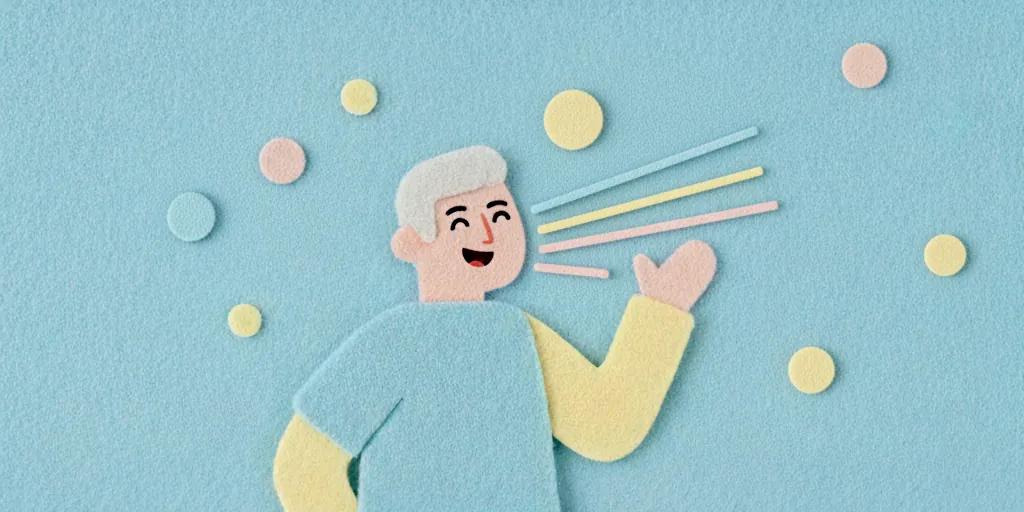 an illustration of a person speaking happy and confidently