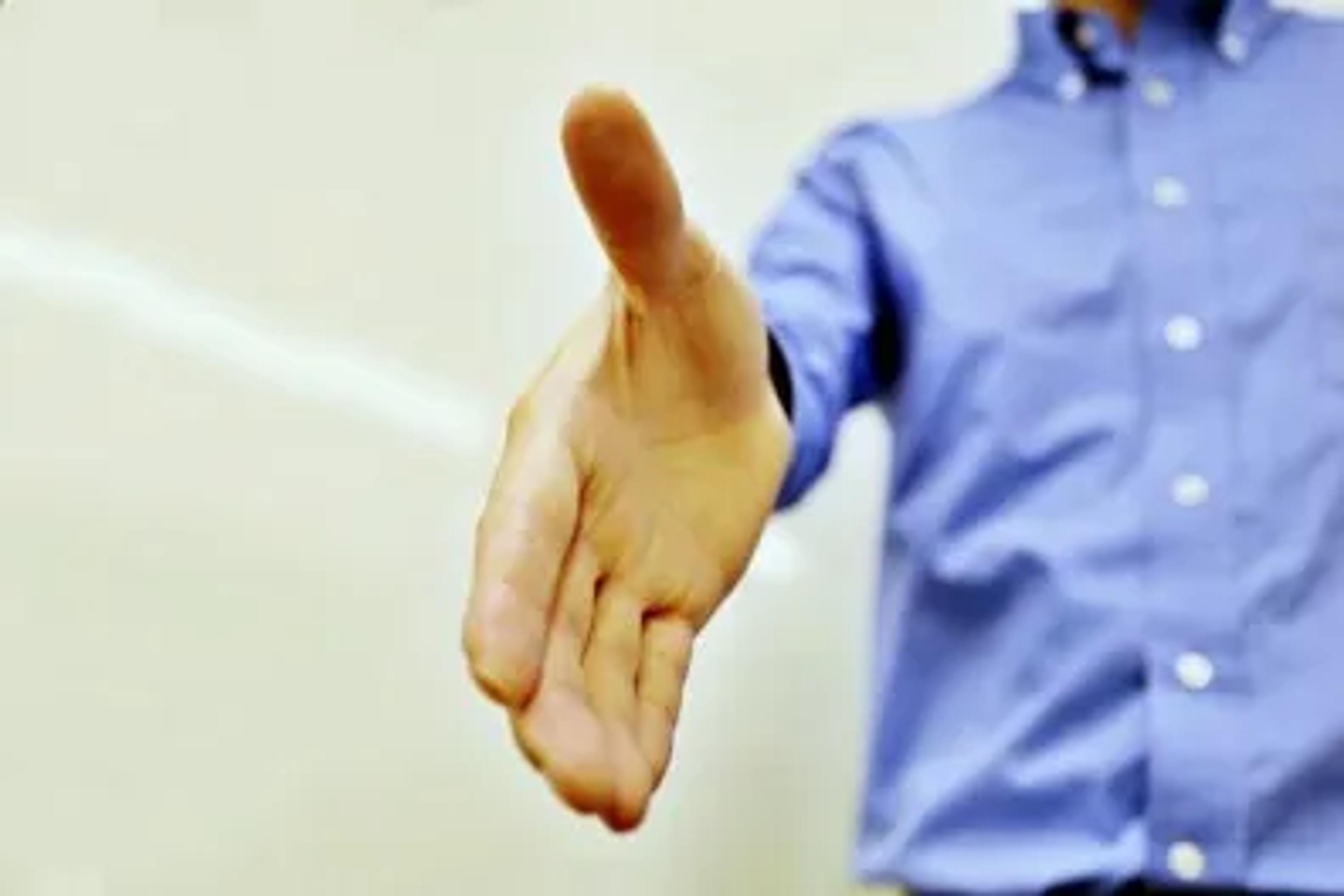 Hand stretched out to shake