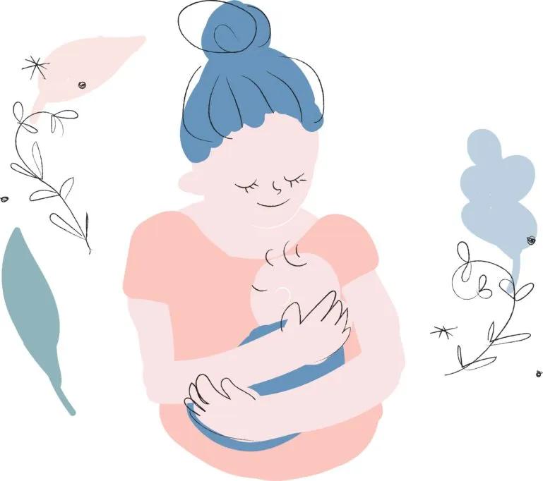 illustration of mother holding a baby