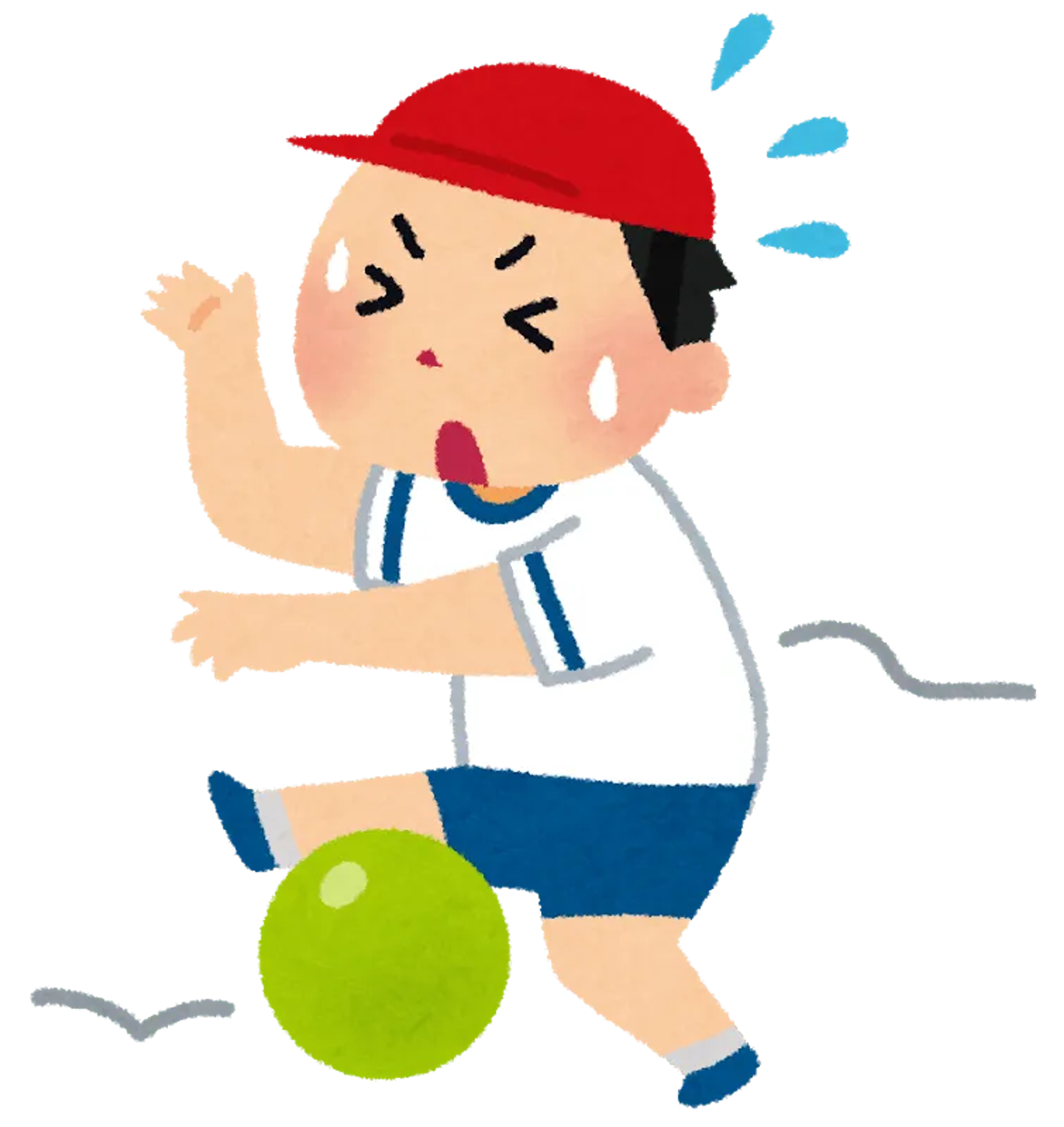 Boy trying to kick a ball but having trouble