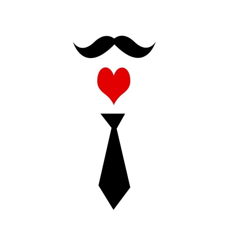 Image of mustasch heart and tie representing dad