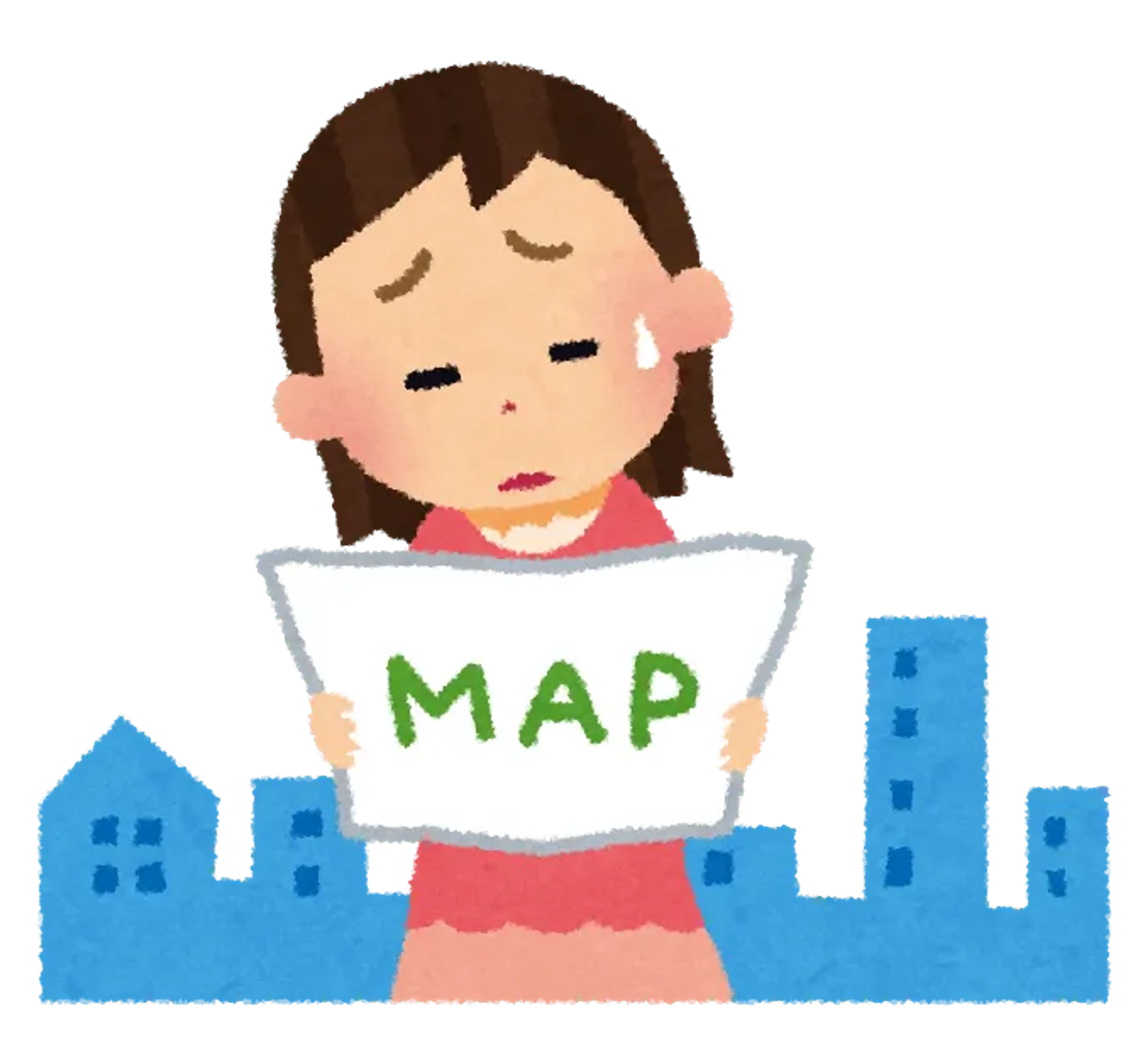 Woman looking at a map in distress