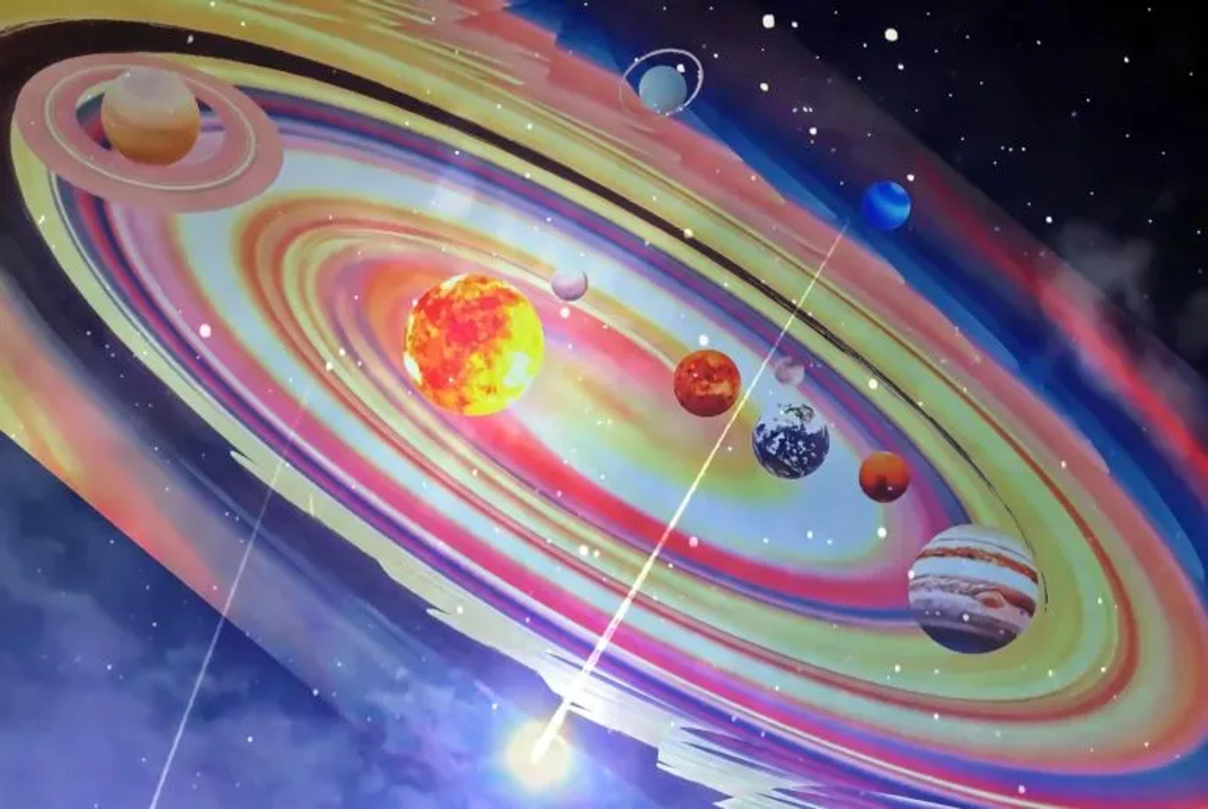 The solar system showing the planets