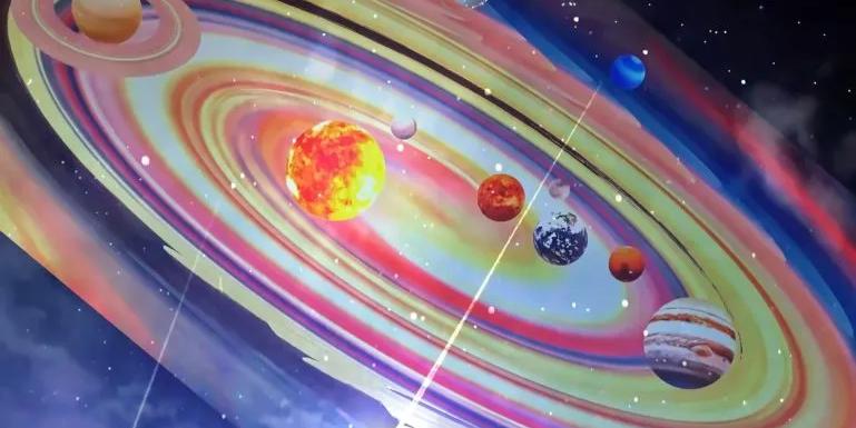 The solar system showing the planets