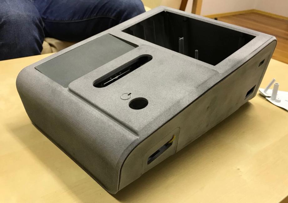 Housing prototype for a String ECG device. A 3D print used for ergonomics testing before work began on serial production.