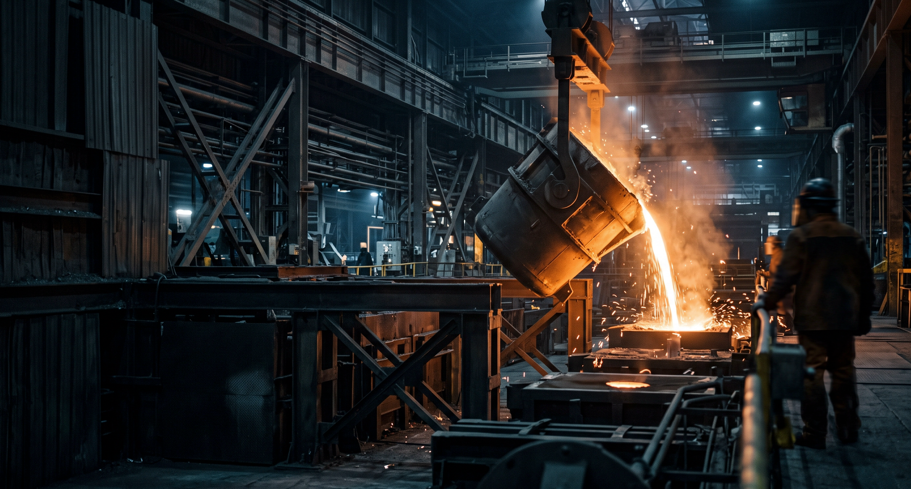 Molten steel pouring inside an American steel mill - cover image for "The Case for Domestic Steel."