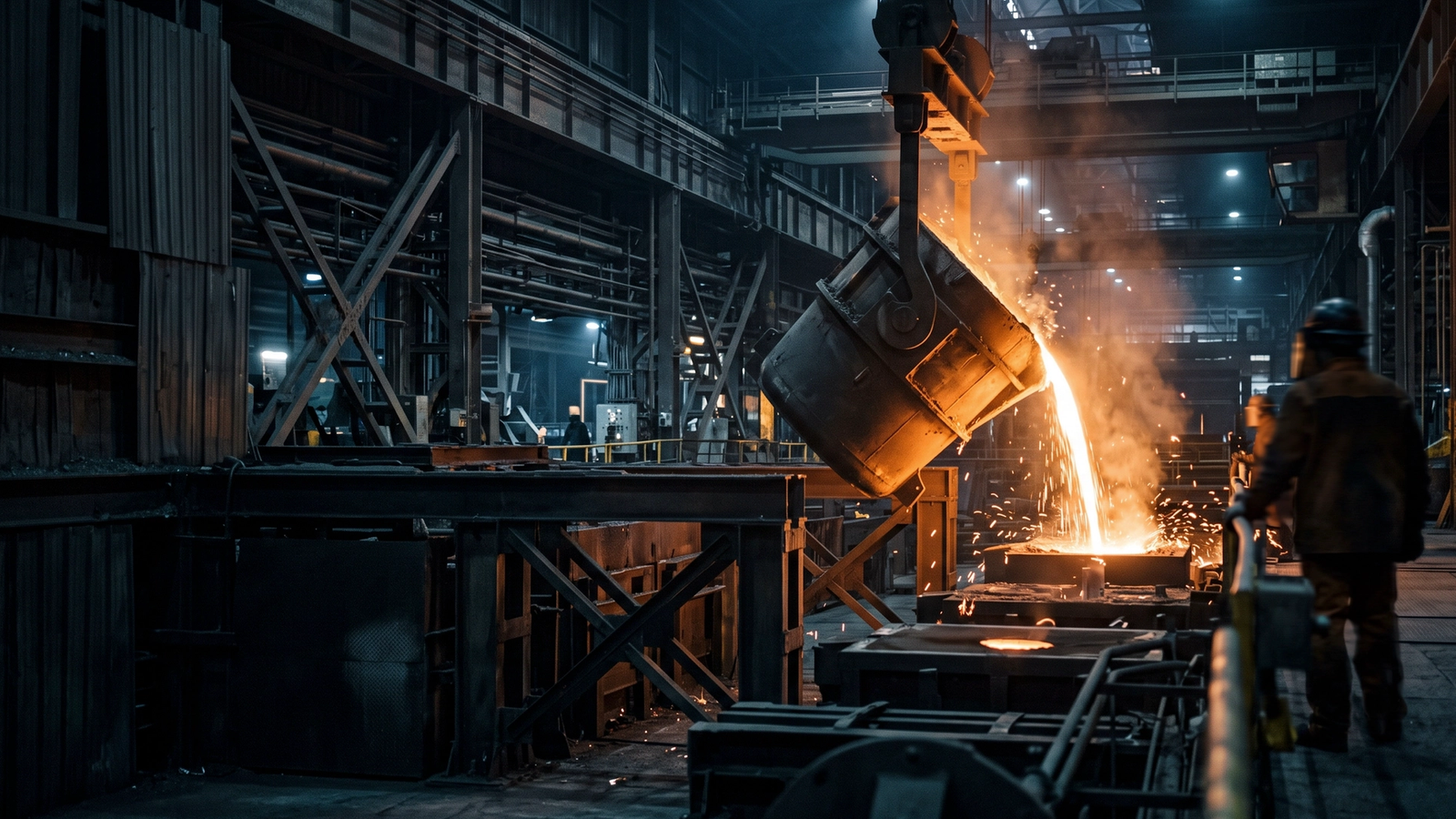 Molten steel pouring inside an American steel mill - cover image for "The Case for Domestic Steel."