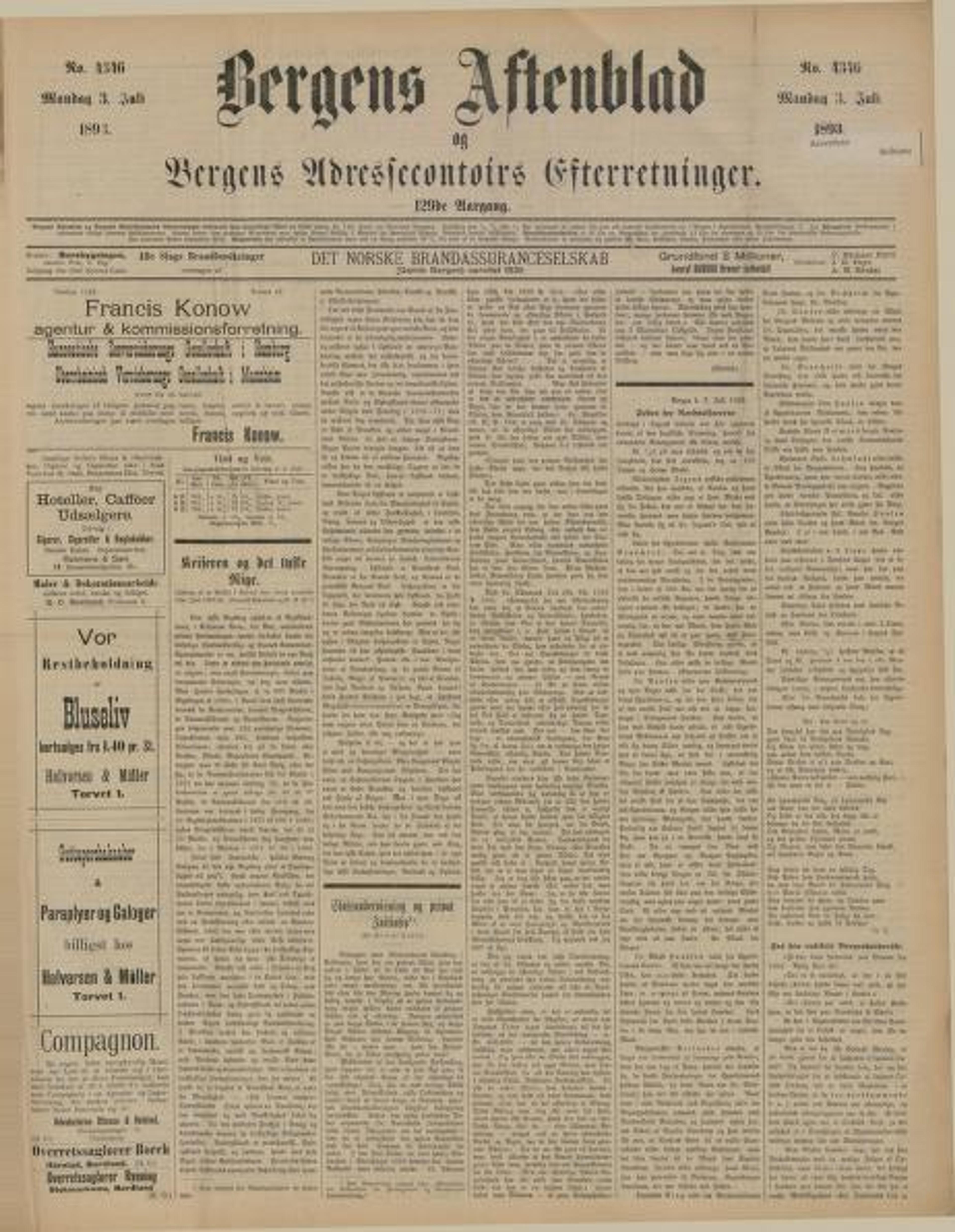 Bergens Aftenblad (Bergen: 1889-1942) 