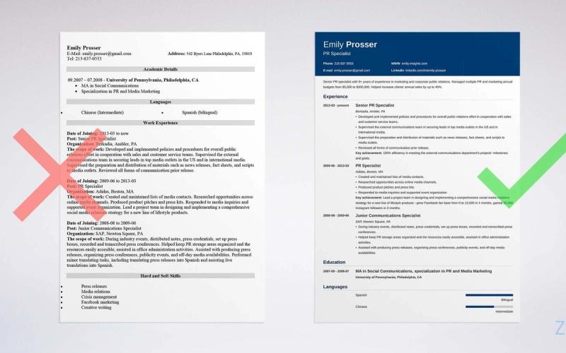 Good resume vs Bad resume format fixing