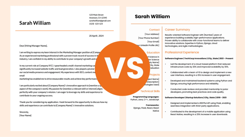 Side-by-side comparison showing generic cover letter vs. customized cover letter with highlighting of specific company references
