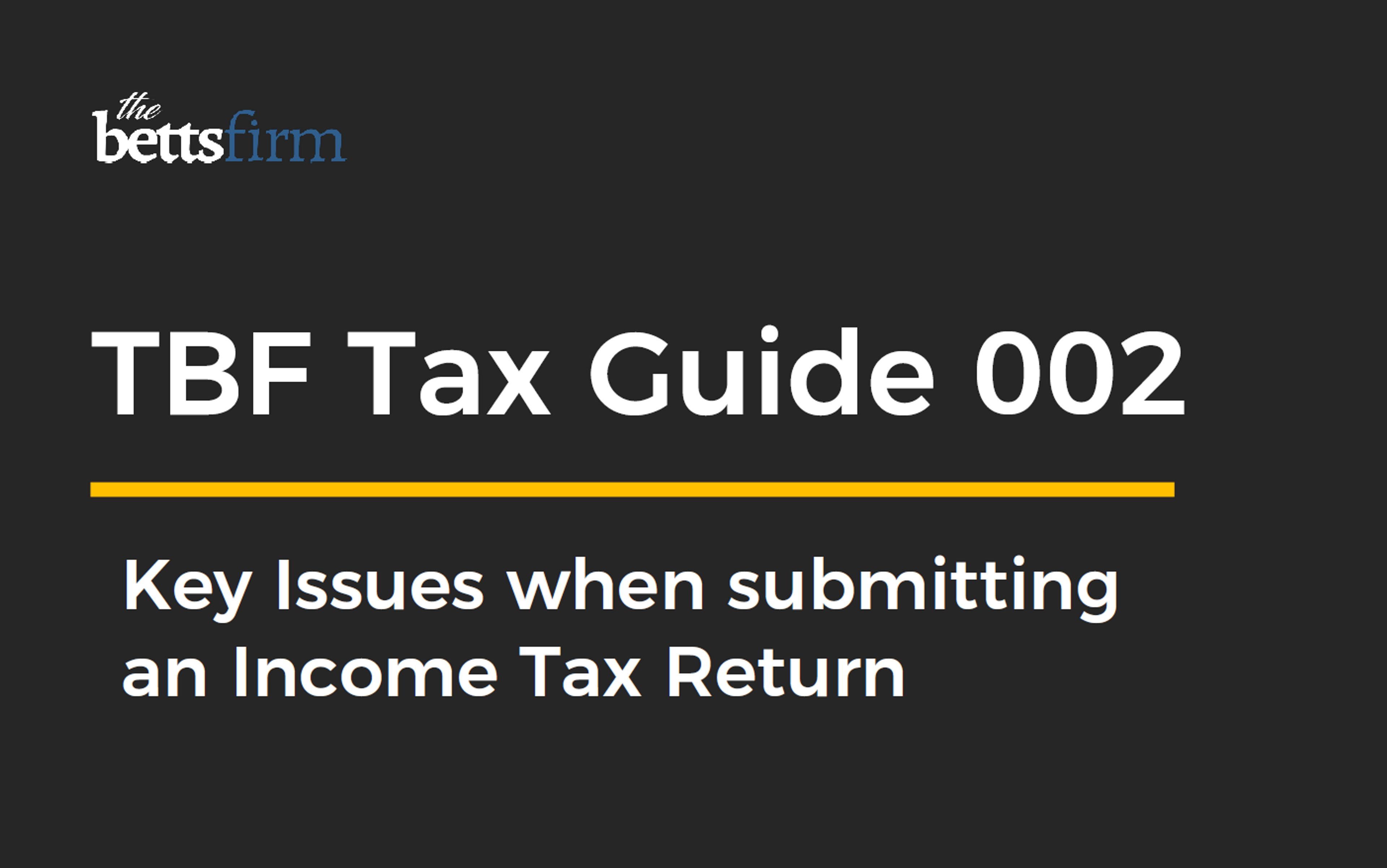 TBF Tax Guide 002 - Key Issues when submitting an Income Tax Return