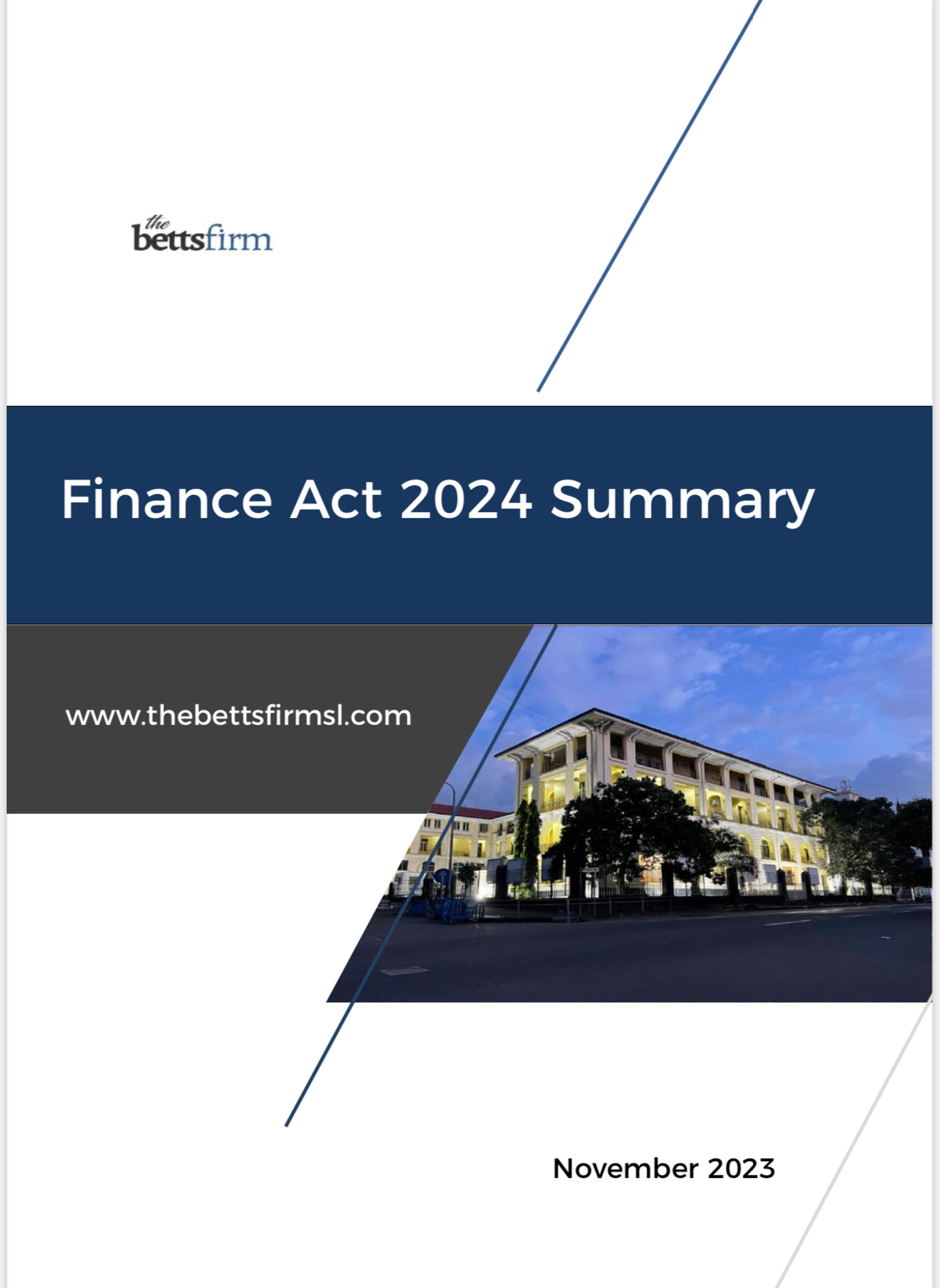 The Betts Firm's Summary of The Finance Act 2024 