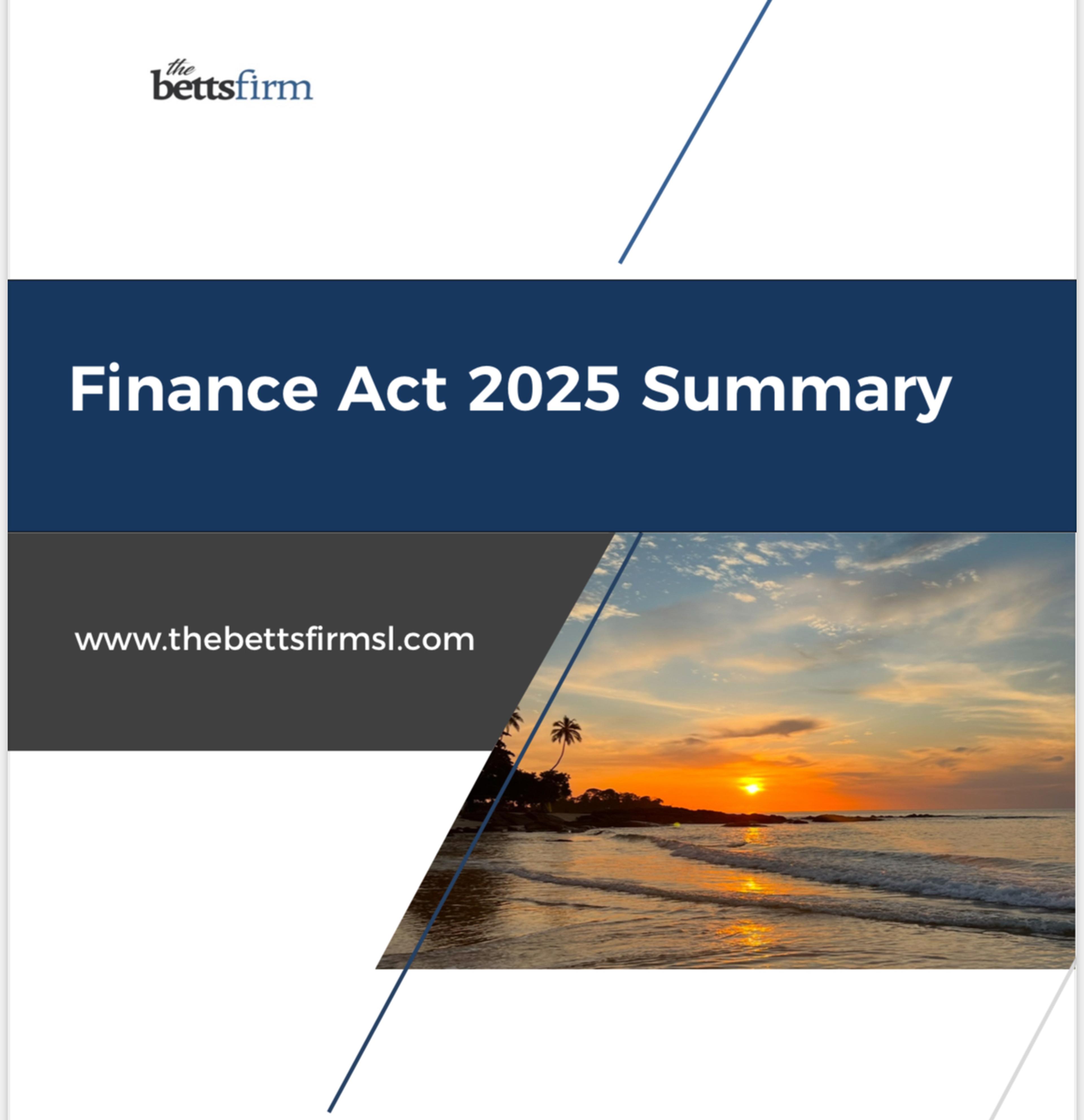 The Betts Firm's Summary of The Finance Act 2025