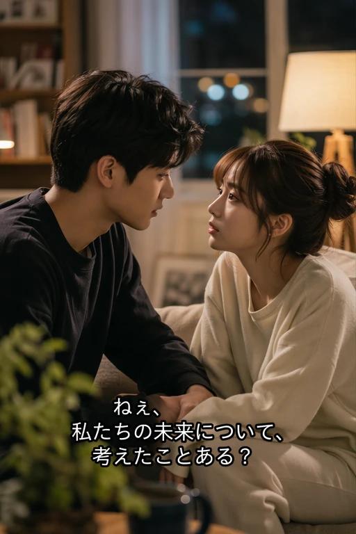 AI short drama frame with hardcoded subtitle text visible before removal