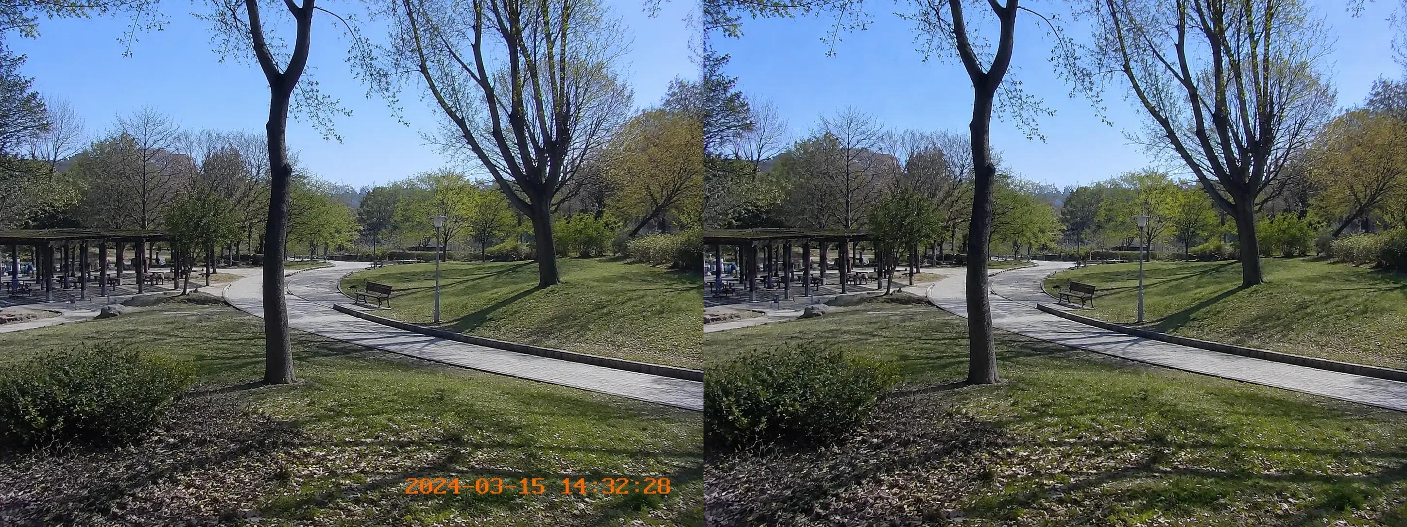 Before and after AI timestamp removal from old camcorder footage