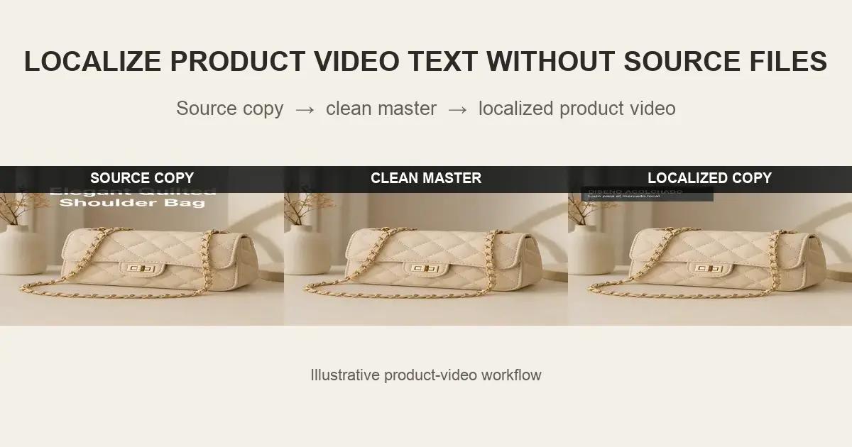 Product video shown with source copy, a clean master, and localized copy