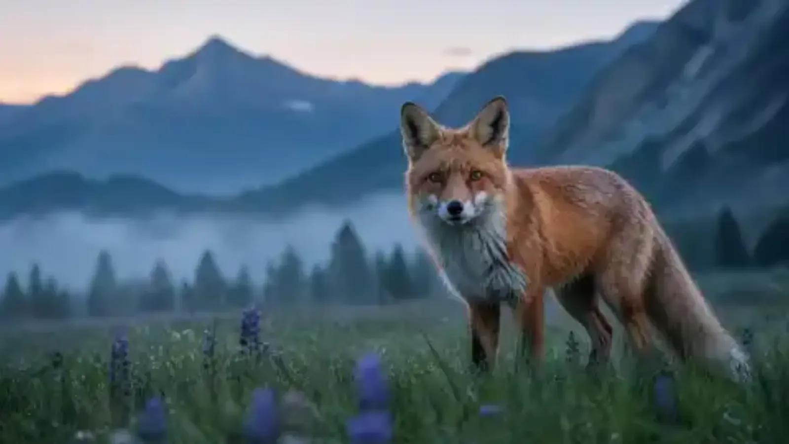 Soft source video frame of a fox before AI video upscaling