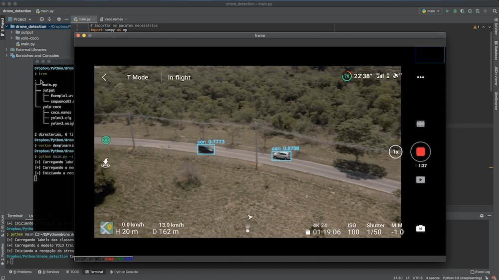 YOLOv8 identifying multiple objects in real time using artificial intelligence.