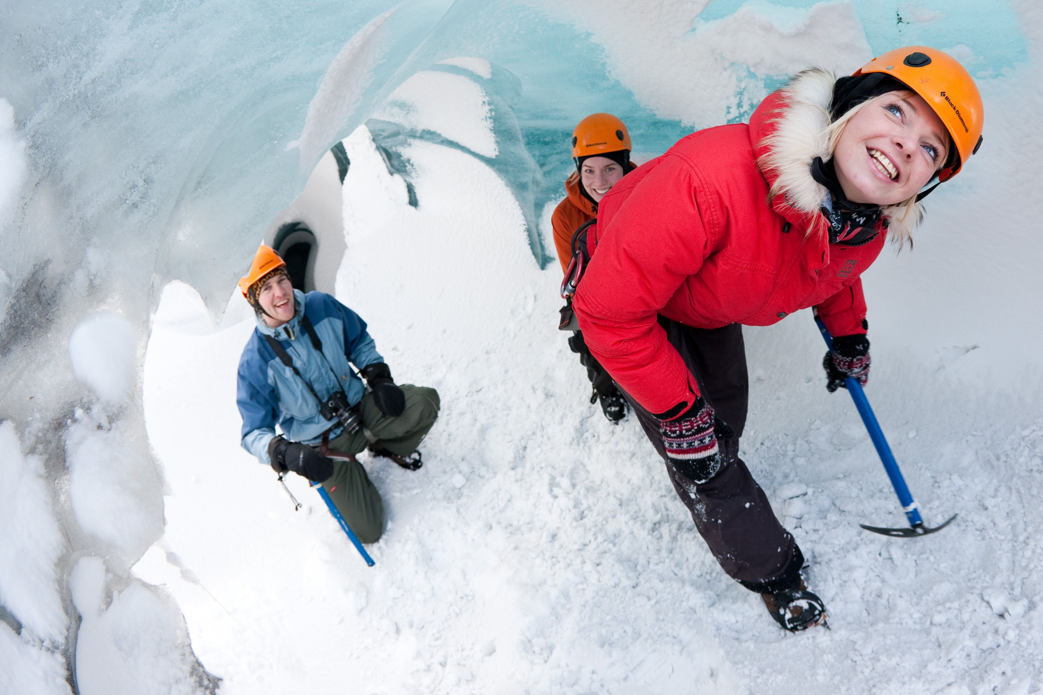 exploring an ice cave in iceland