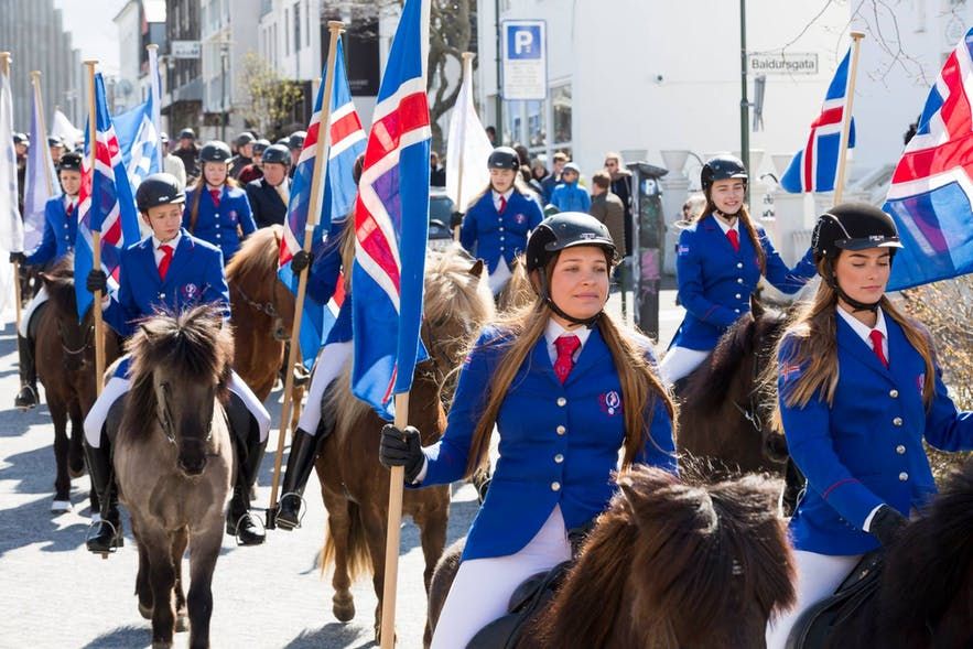 LABOR DAY parade in downtown Reykjavik