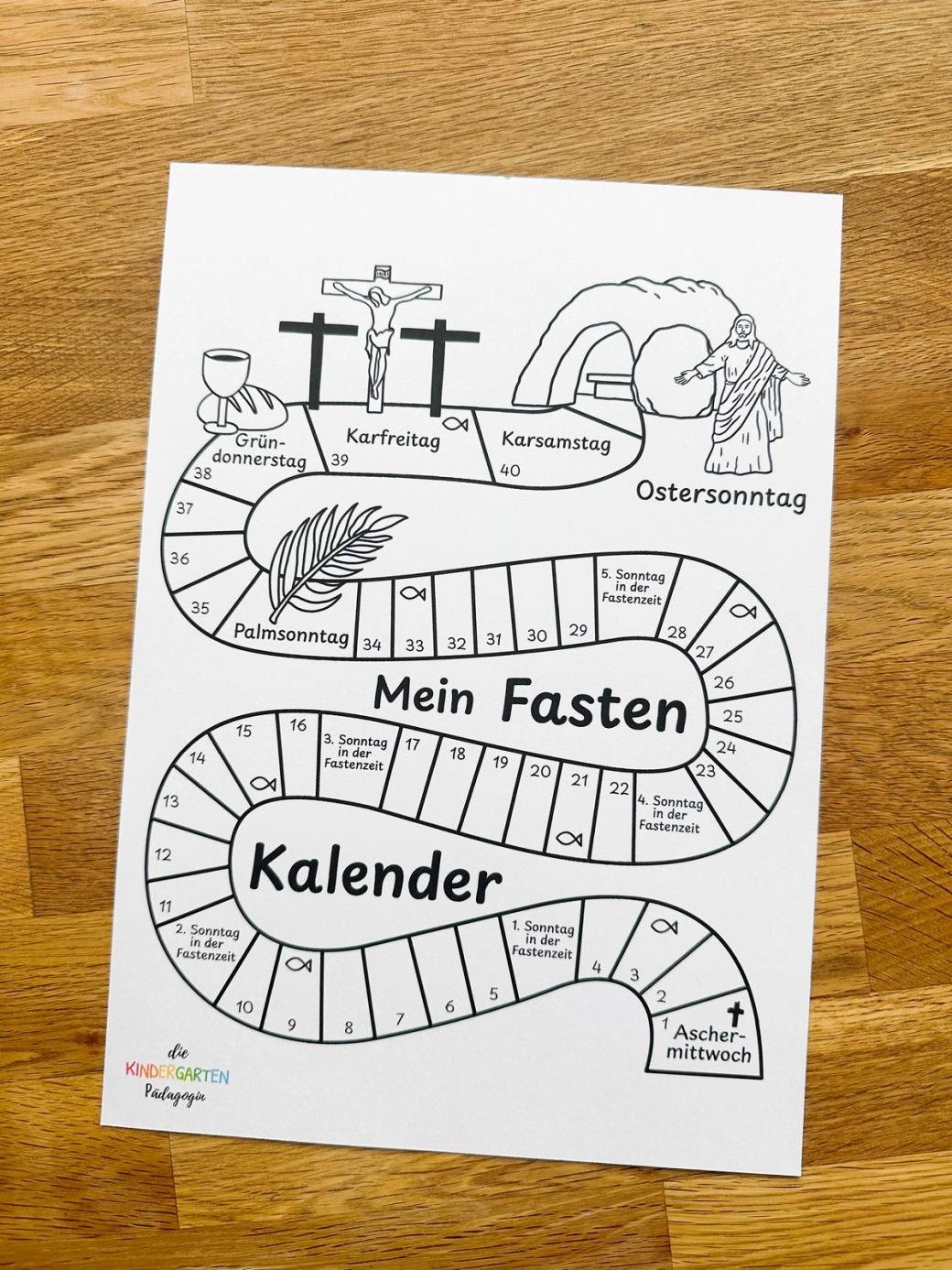 Fastenkalender mit den Tagen der Karwoche