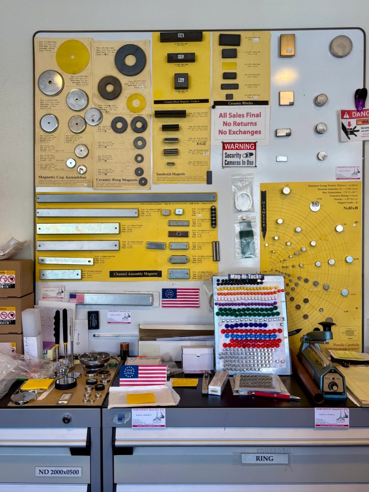 a display of magnets at the magnet store