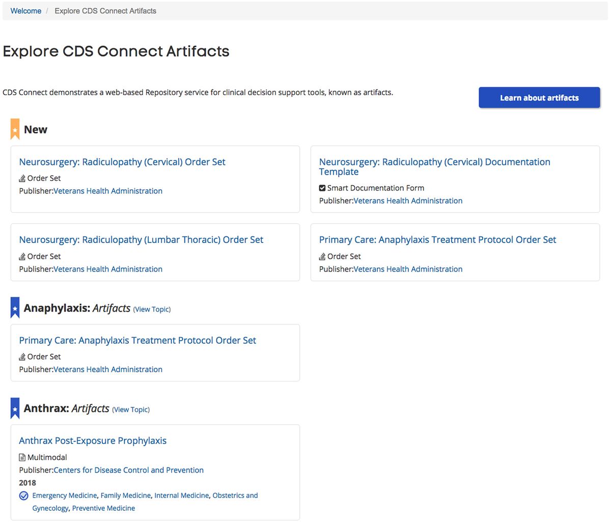 Explore CDS Connect Artifacts