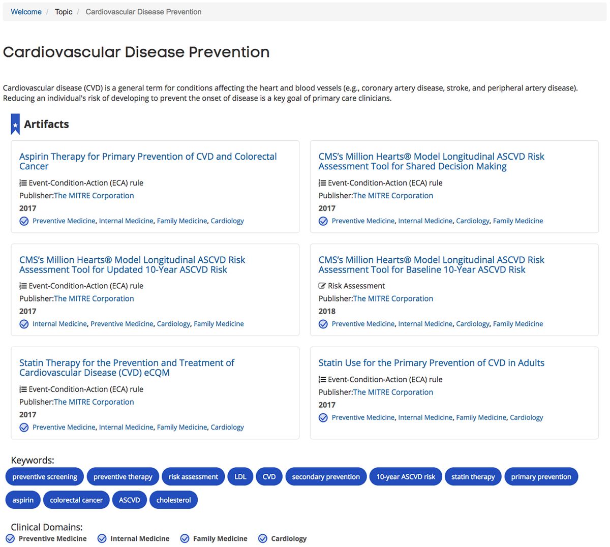 Cardiovascular Disease Prevention Artifacts UI