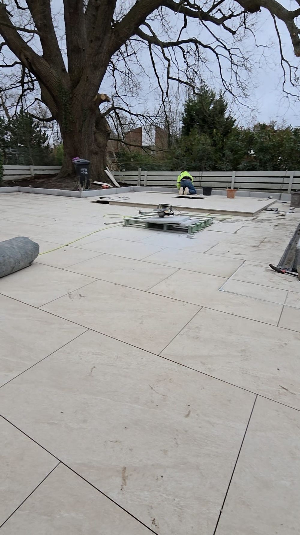 Large format patio paving in progress — Landscape & Paving by TrustBuilt Projects