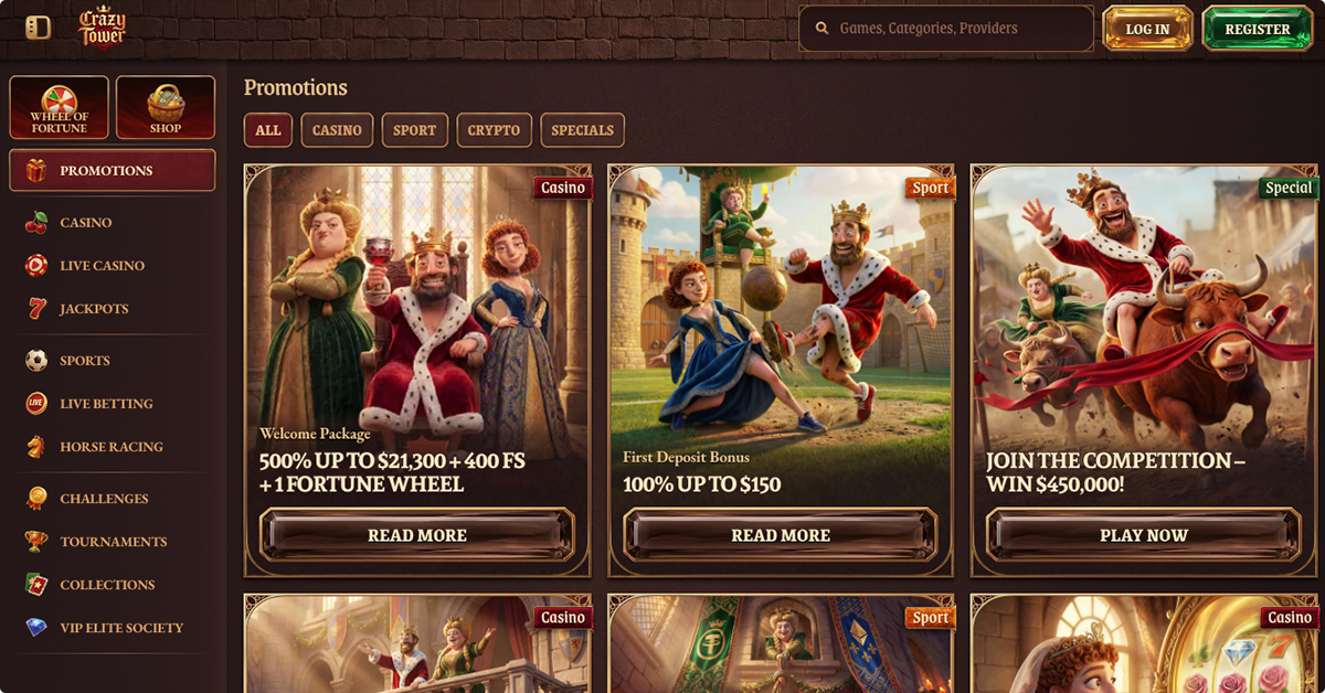 CrazyTower Welcome Casino Bonus For New Players